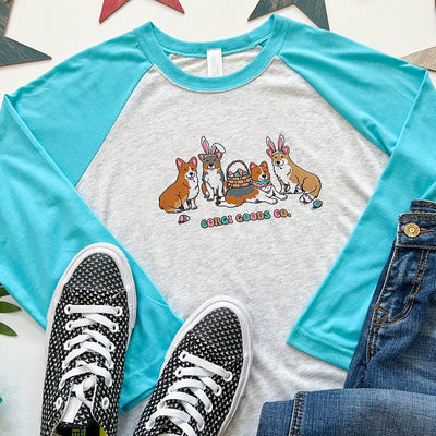 Corgi Easter Egg Hunt 3/4 Sleeve Tee Shirt