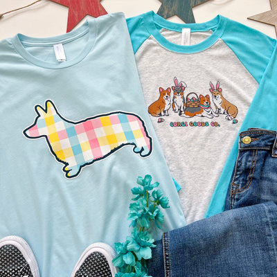 Corgi Easter Egg Hunt 3/4 Sleeve Tee Shirt