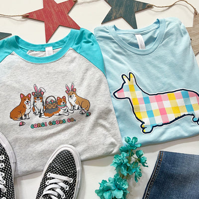 Corgi Easter Egg Hunt 3/4 Sleeve Tee Shirt
