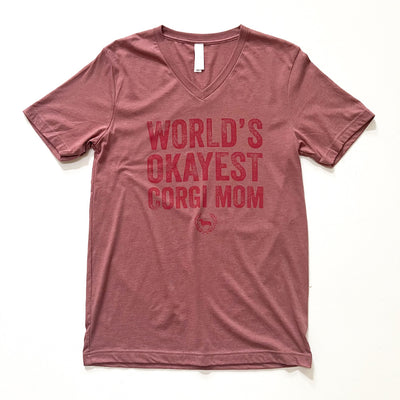 World's Okayest Corgi Mom V-Neck Short Sleeve T-Shirt