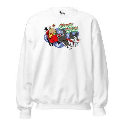 Corgi Claws Sleigh Ride Sweatshirt (Cardigan w/ Tail - Multiple Coats)