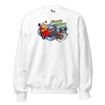 Corgi Claws Sleigh Ride Sweatshirt (Cardigan w/ Tail - Multiple Coats)