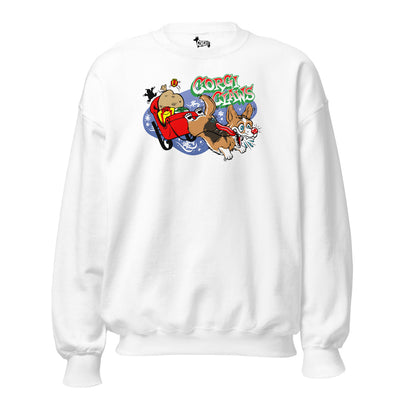 Corgi Claws Sleigh Ride Sweatshirt (Cardigan w/ Tail - Multiple Coats)