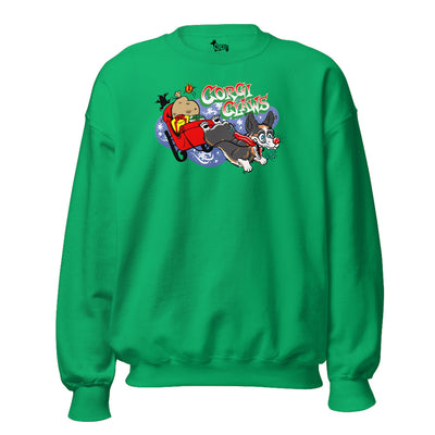 Corgi Claws Sleigh Ride Sweatshirt (Pembroke - Multiple Coats)