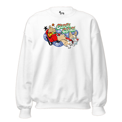 Corgi Claws Sleigh Ride Sweatshirt (Pembroke - Multiple Coats)