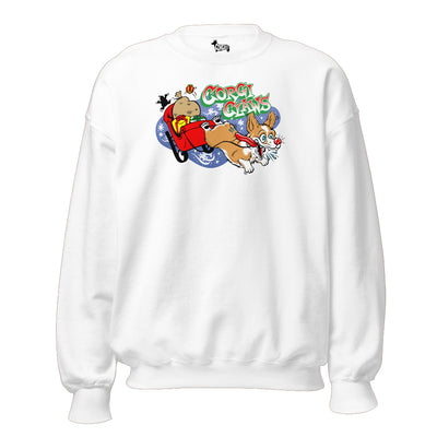 Corgi Claws Sleigh Ride Sweatshirt (Pembroke - Multiple Coats)