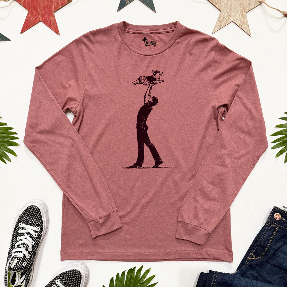Corgi Dancing Retro Long Sleeve Tee Shirt