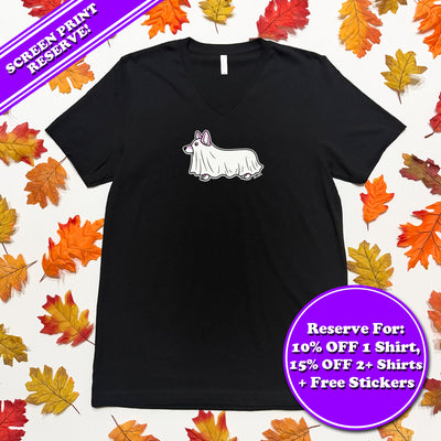 CG Halloween 2026 Corgi Boo Ghost Glow-In-The-Dark Shirts (Screen Print Reserve)
