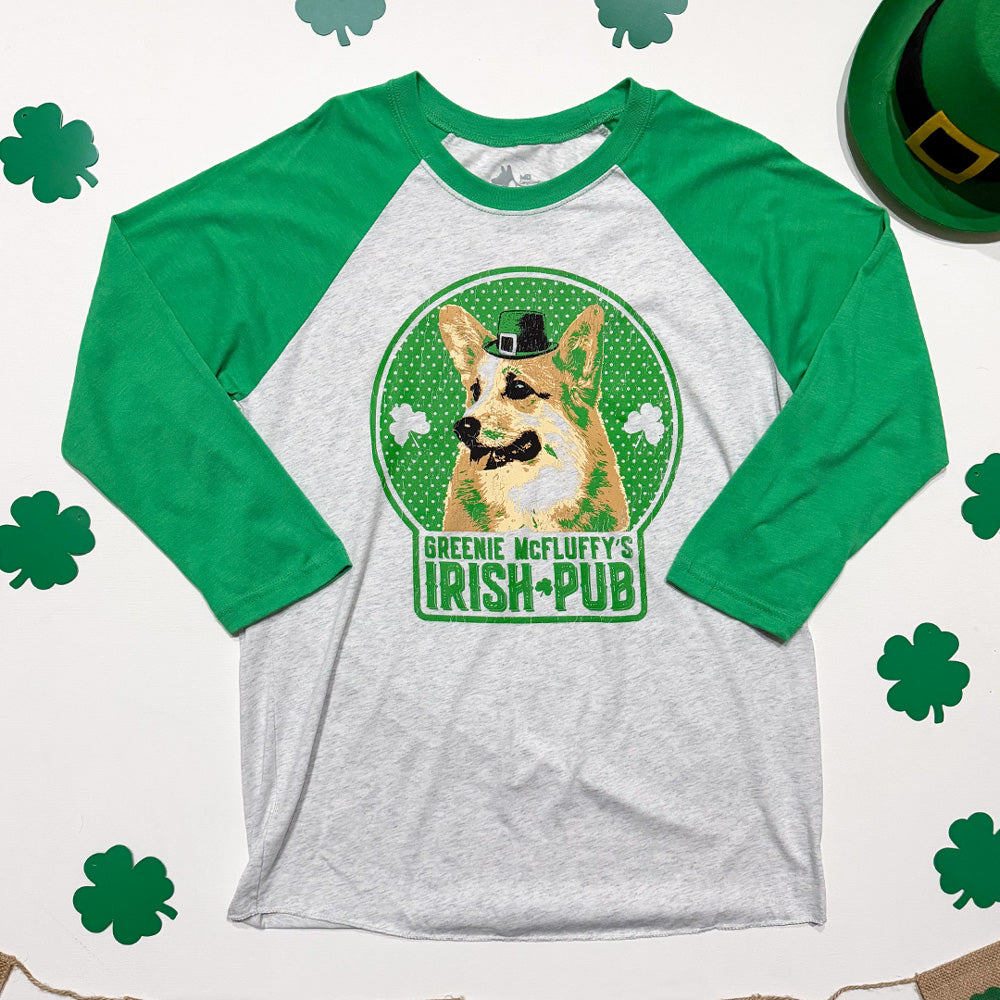 Greenie McFluffy's Irish Pub 3/4 Sleeve Tee