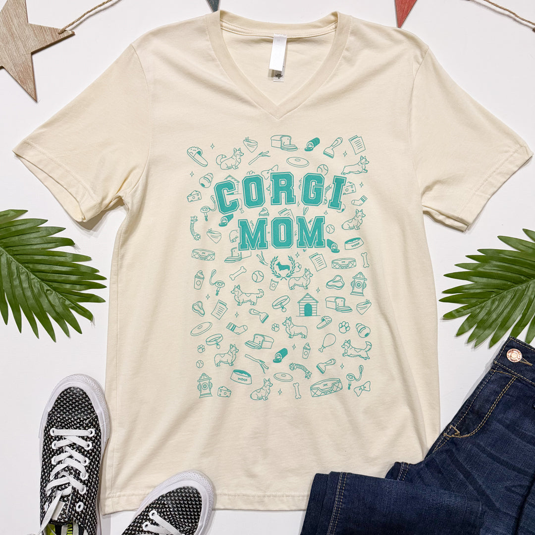 Corgi Mom Essentials V-Neck Tee Shirt