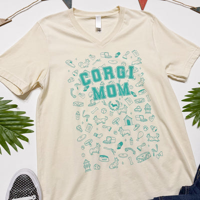 Corgi Mom Essentials V-Neck Tee Shirt