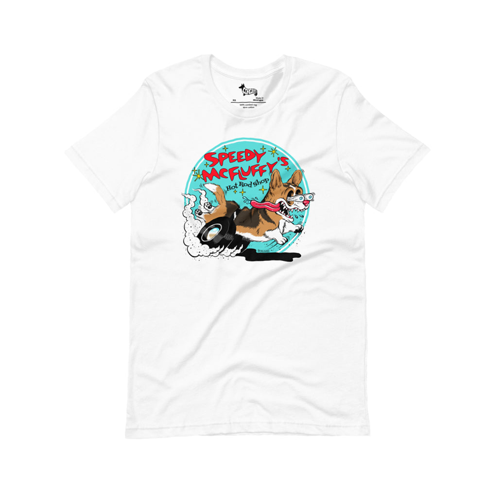 Speedy McFluffy's Hot Rod Shop Tee Shirt (Cardigan w/ tail - Multiple Coats)