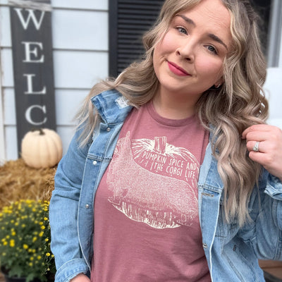 Pumpkin Spice Life Short Sleeve Tee Shirt (Cardigan w/ tail)
