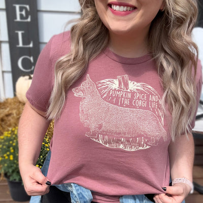 Pumpkin Spice Life Short Sleeve Tee Shirt (Cardigan w/ tail)
