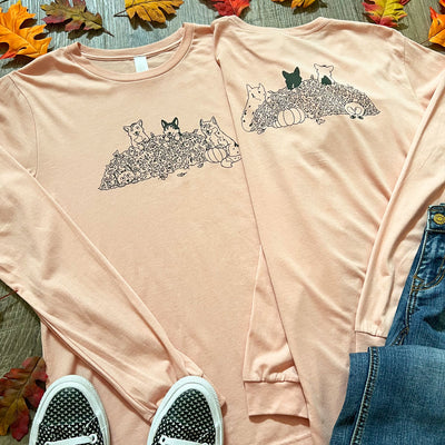 CG Corgi Fall Cleanup Crew Long Sleeve Tee Shirt
