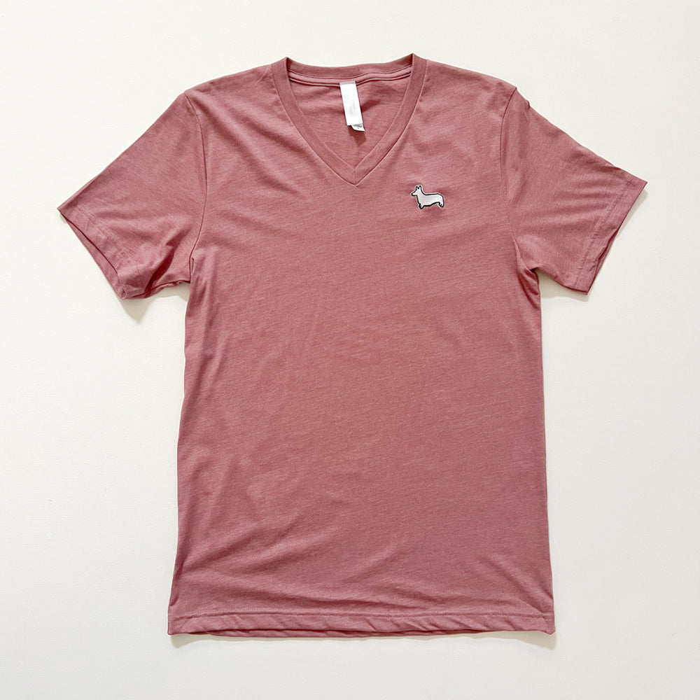 CG Signature Corgi Logo V-Neck Tee Shirt (Mauve)