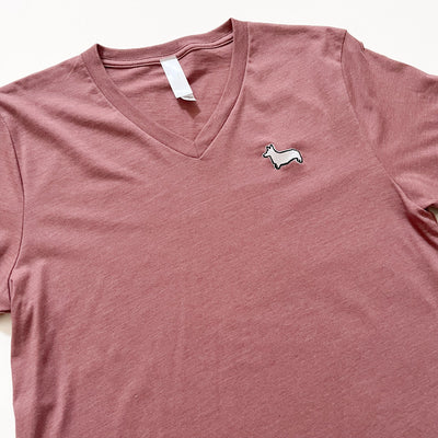 CG Signature Corgi Logo V-Neck Tee Shirt (Mauve)