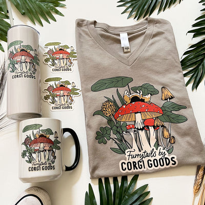 CG Furrytail Mushroom Corgi 20oz Skinny Tumbler
