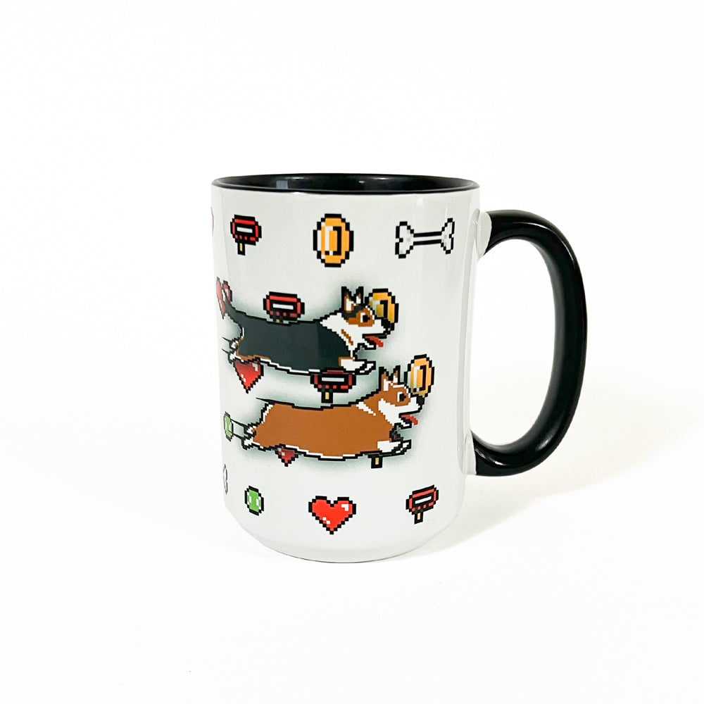 8-Bit Retro Corgi Racing Game Jumbo Mug