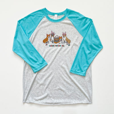 "NEW" CG Corgi Easter Egg Hunt 3/4 Sleeve Tee Shirt