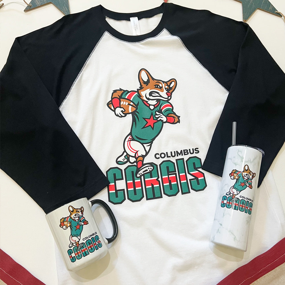 Columbus Corgis Football '24 3/4 Sleeve T-Shirt