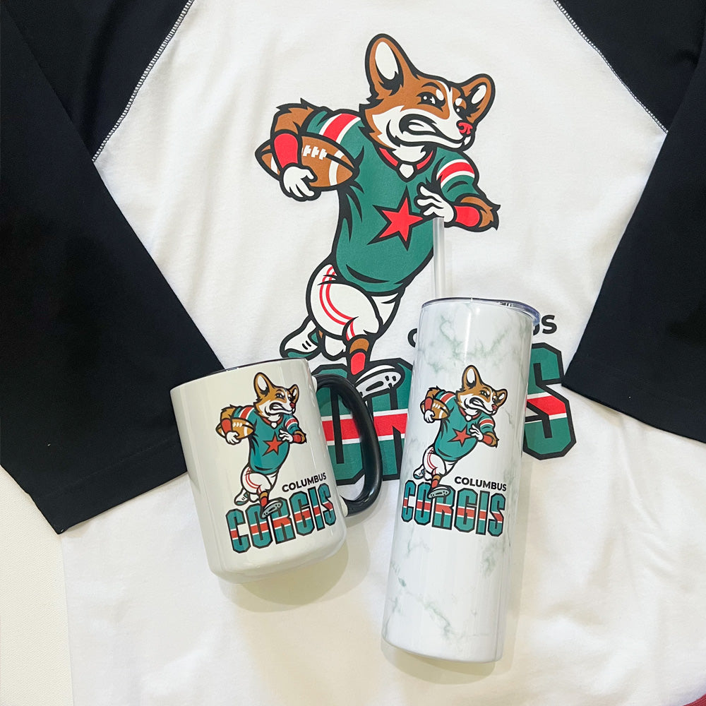 Columbus Corgis Football '24 3/4 Sleeve T-Shirt