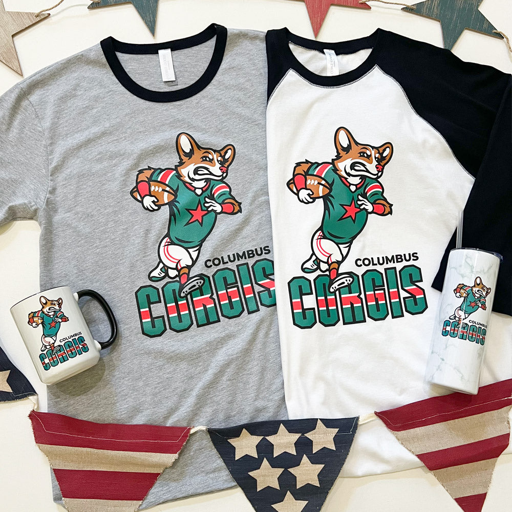 Columbus Corgis Football '24 3/4 Sleeve T-Shirt