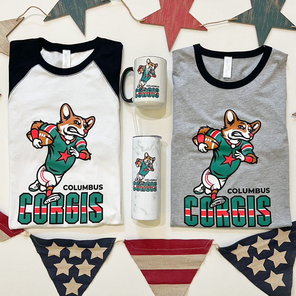 Columbus Corgis Football '24 3/4 Sleeve T-Shirt
