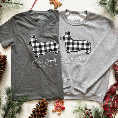 CG Corgi Cozy Plaid 2024 Short Sleeve V-Neck T-Shirt