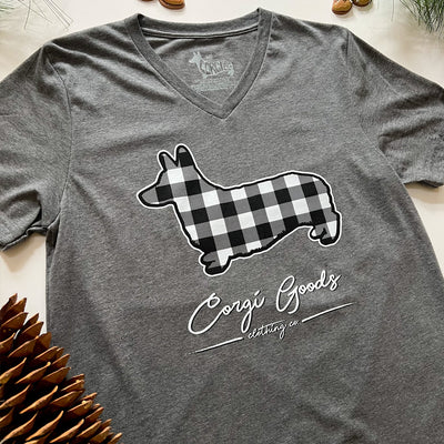 CG Corgi Cozy Plaid 2024 Short Sleeve V-Neck T-Shirt