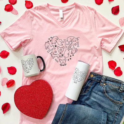 CG Corgi Heart V-Neck Tee Shirt