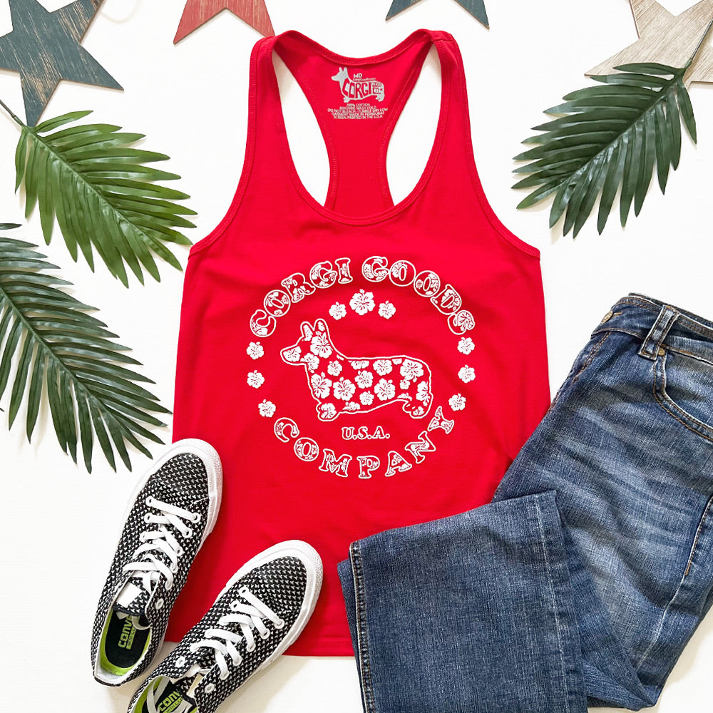 CG Corgi Hibiscus Logo Ladies' Racerback Tank