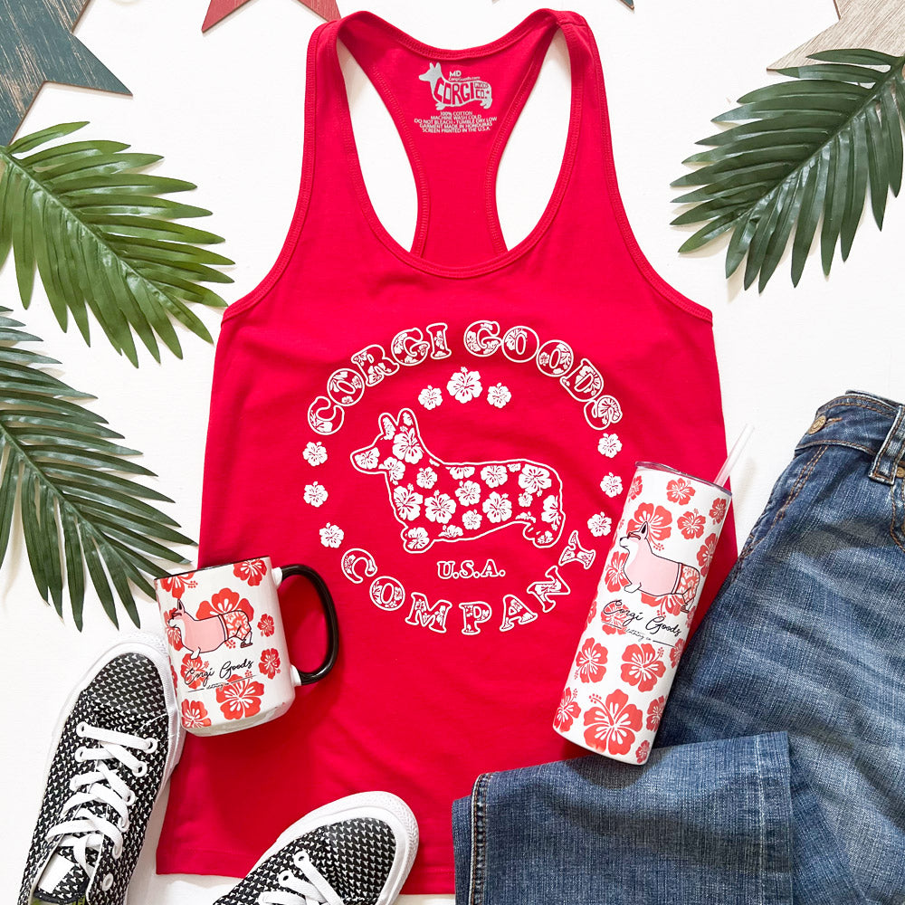CG Corgi Hibiscus Logo Ladies' Racerback Tank