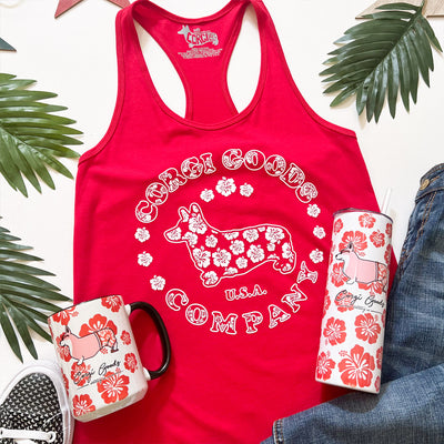CG Corgi Hibiscus Logo Ladies' Racerback Tank