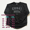 CG Corgi Mom Ladies' Black Leopard Fleece Crewneck Sweatshirt