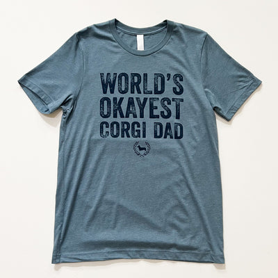 "NEW" CG World's Okayest Corgi Dad Short Sleeve Tee Shirt