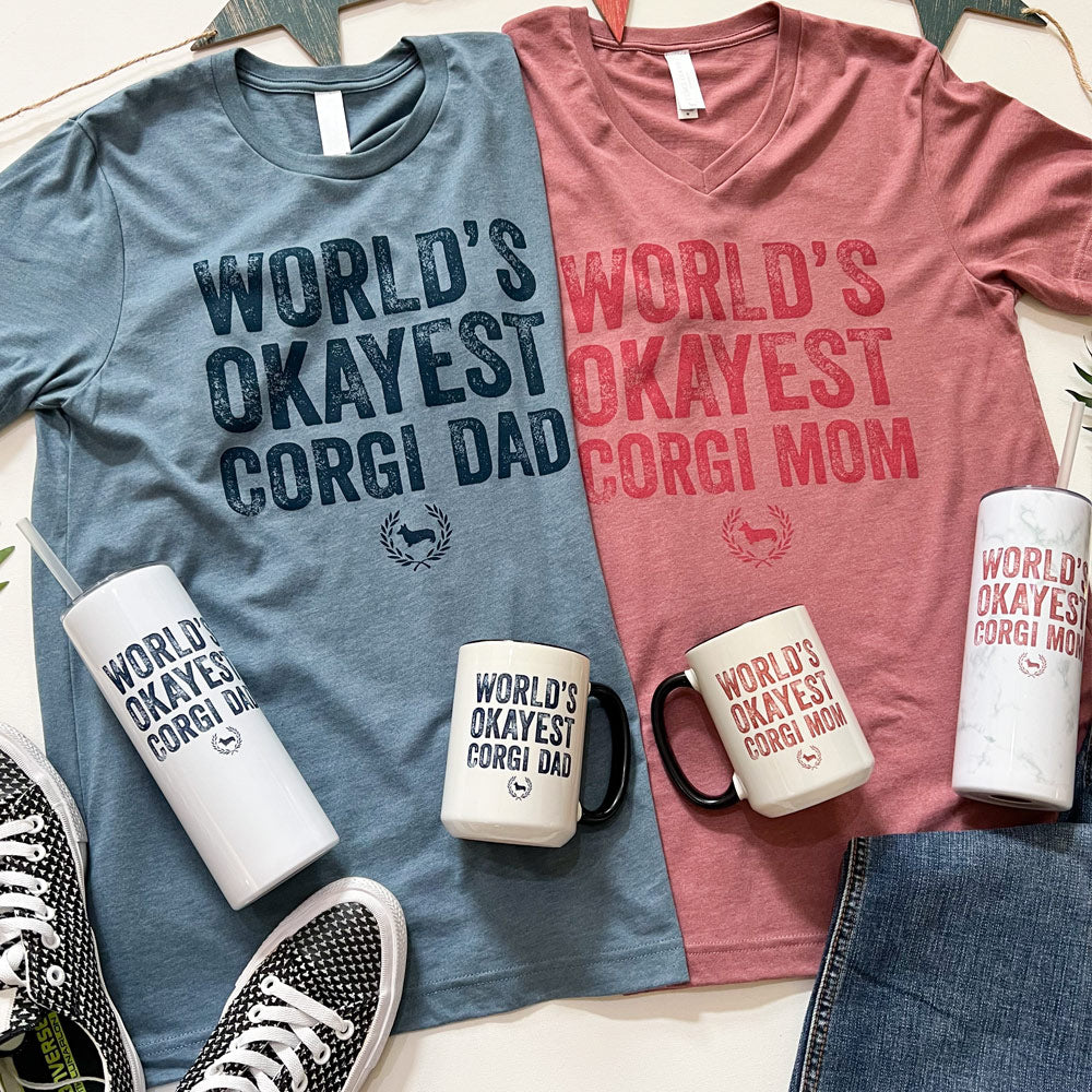 World's Okayest Corgi Dad Short Sleeve Tee Shirt