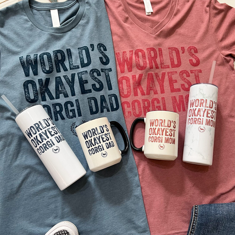 World's Okayest Corgi Dad Short Sleeve Tee Shirt