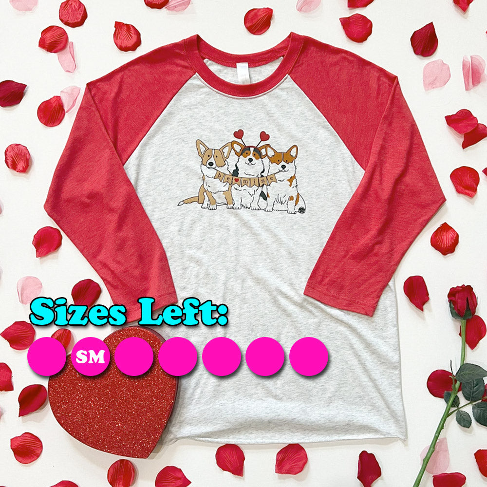 CG Corgi V-Day Crew 3/4 Sleeve Tee Shirt