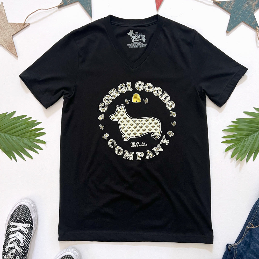Corgi Goods Bee V-Neck Tee Shirt