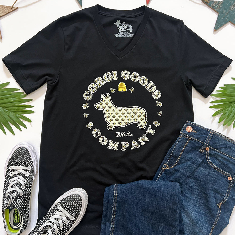 Corgi Goods Bee V-Neck Tee Shirt