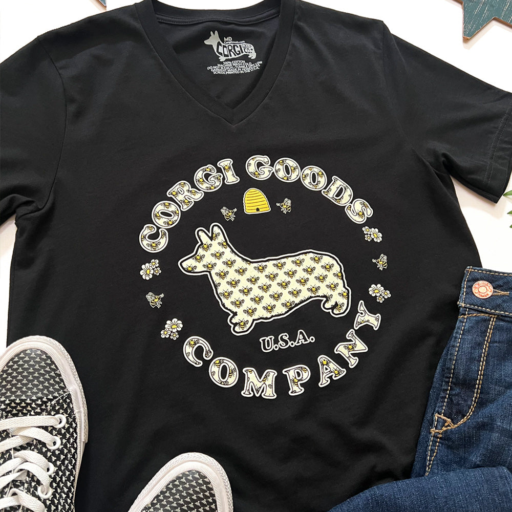 Corgi Goods Bee V-Neck Tee Shirt
