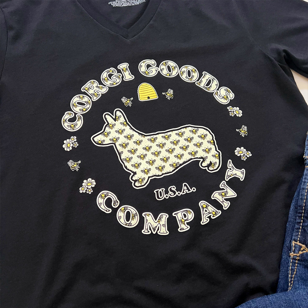 Corgi Goods Bee V-Neck Tee Shirt