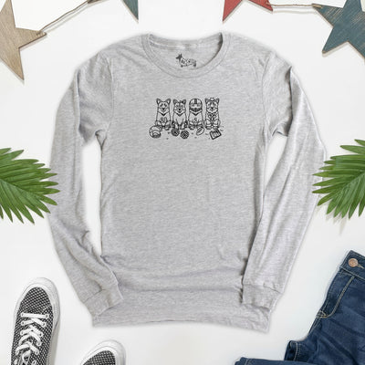 Corgi Football Crew Long Sleeve Tee Shirt