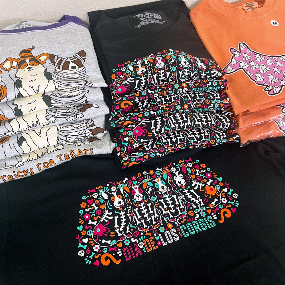 Corgi Sugar Skull Crew Long Sleeve Tee