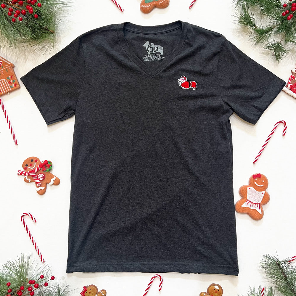 Corgi Mall Santa V-Neck Tee Shirt (Limited Stock)