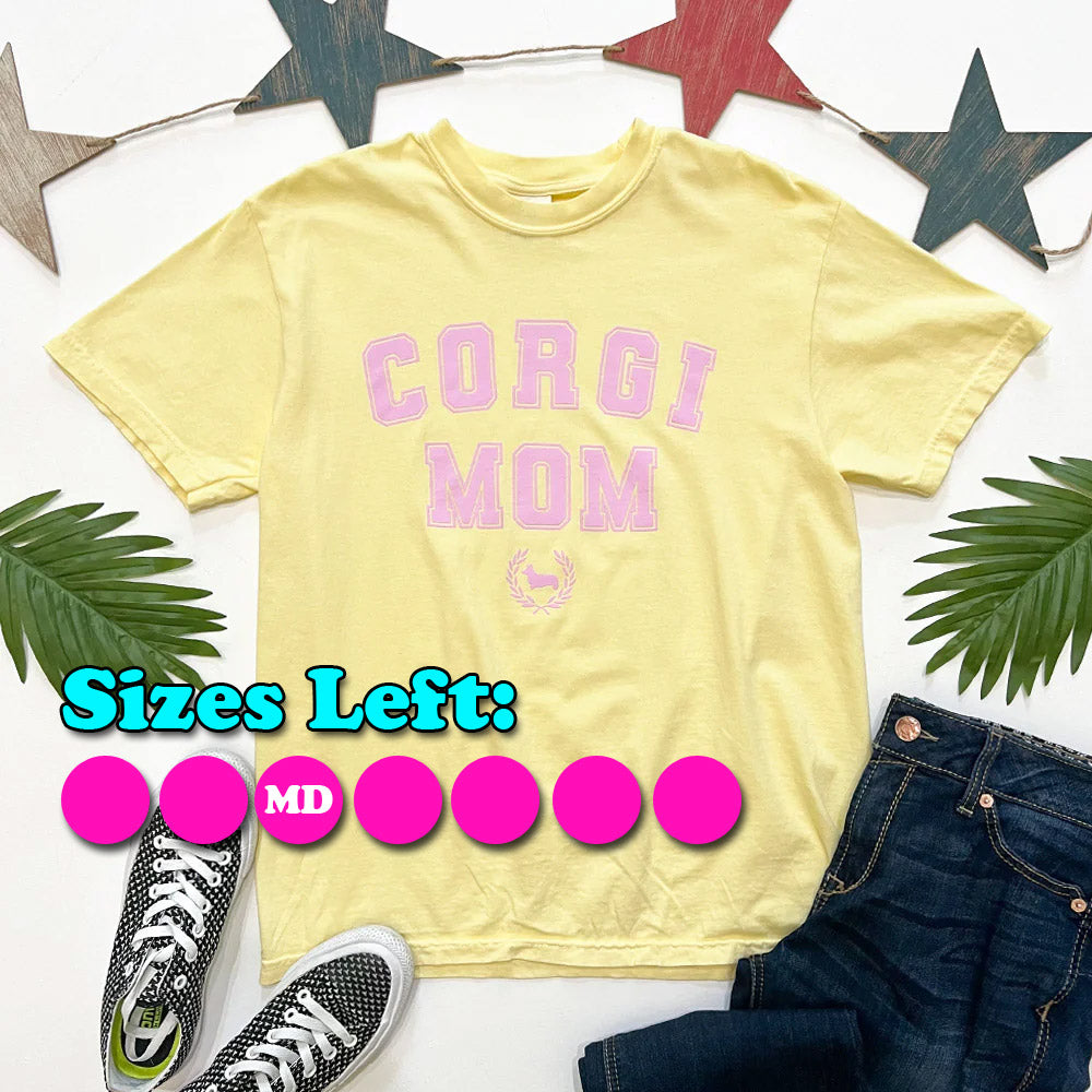 Corgi Mom Varsity Spring Short Sleeve Tee Shirt