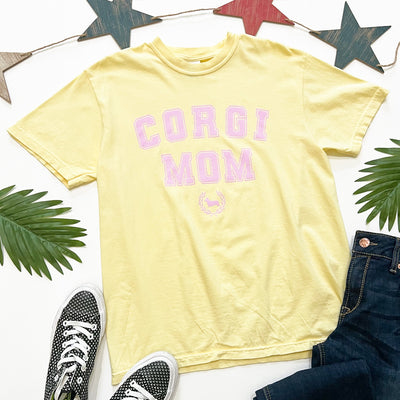 "NEW" CG Corgi Mom Varsity Spring Short Sleeve Tee Shirt