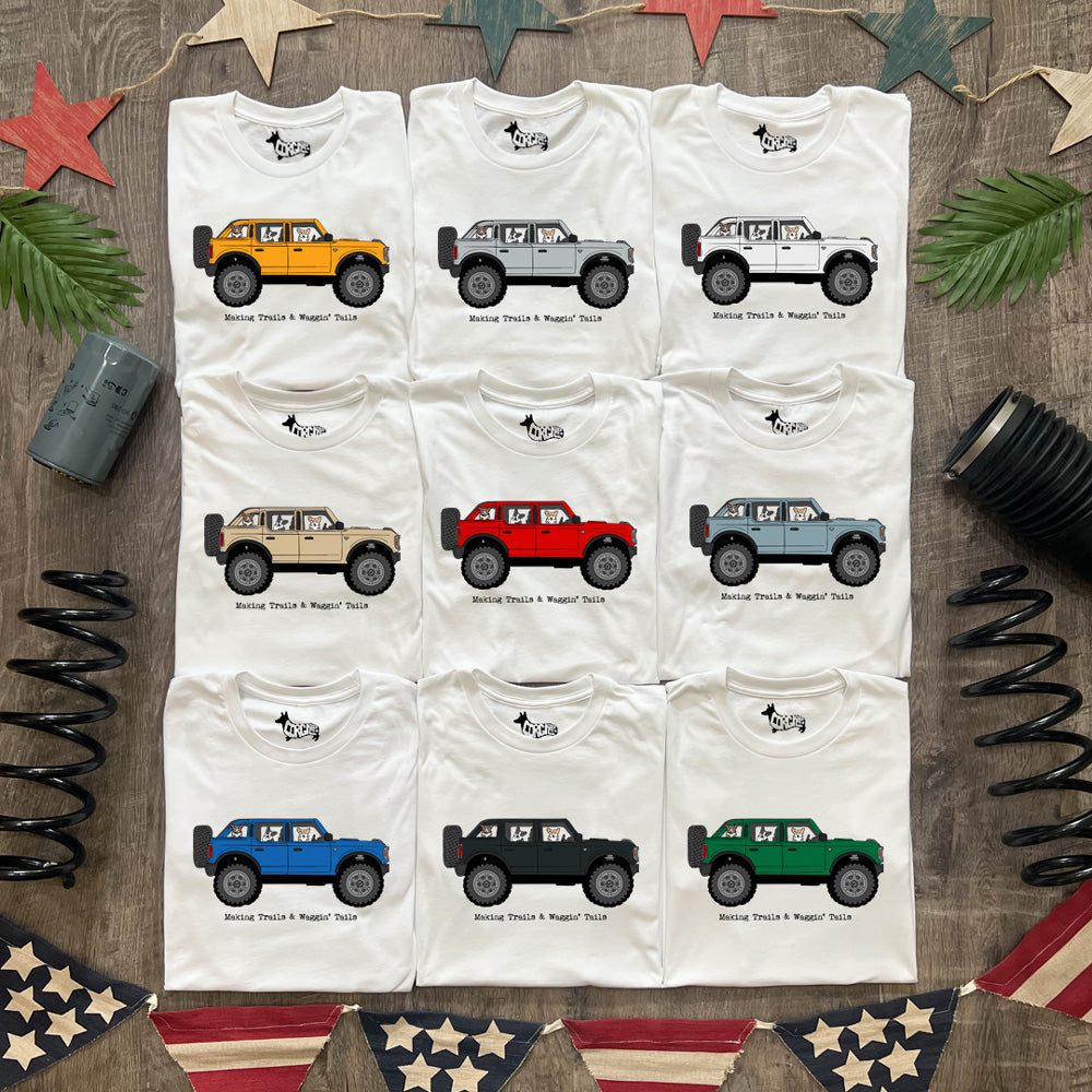 Corgi Off-Road Crew Wild Stallion Wagon Tee Shirt (Multiple 4x4 Colors)