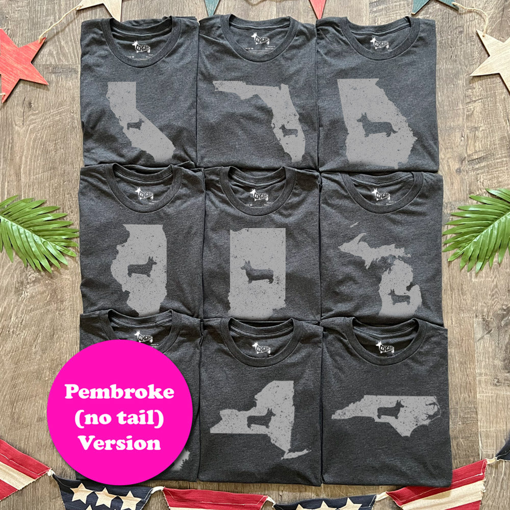 Corgi State Pride Tee Shirt - Pembroke (Multiple States A-M)